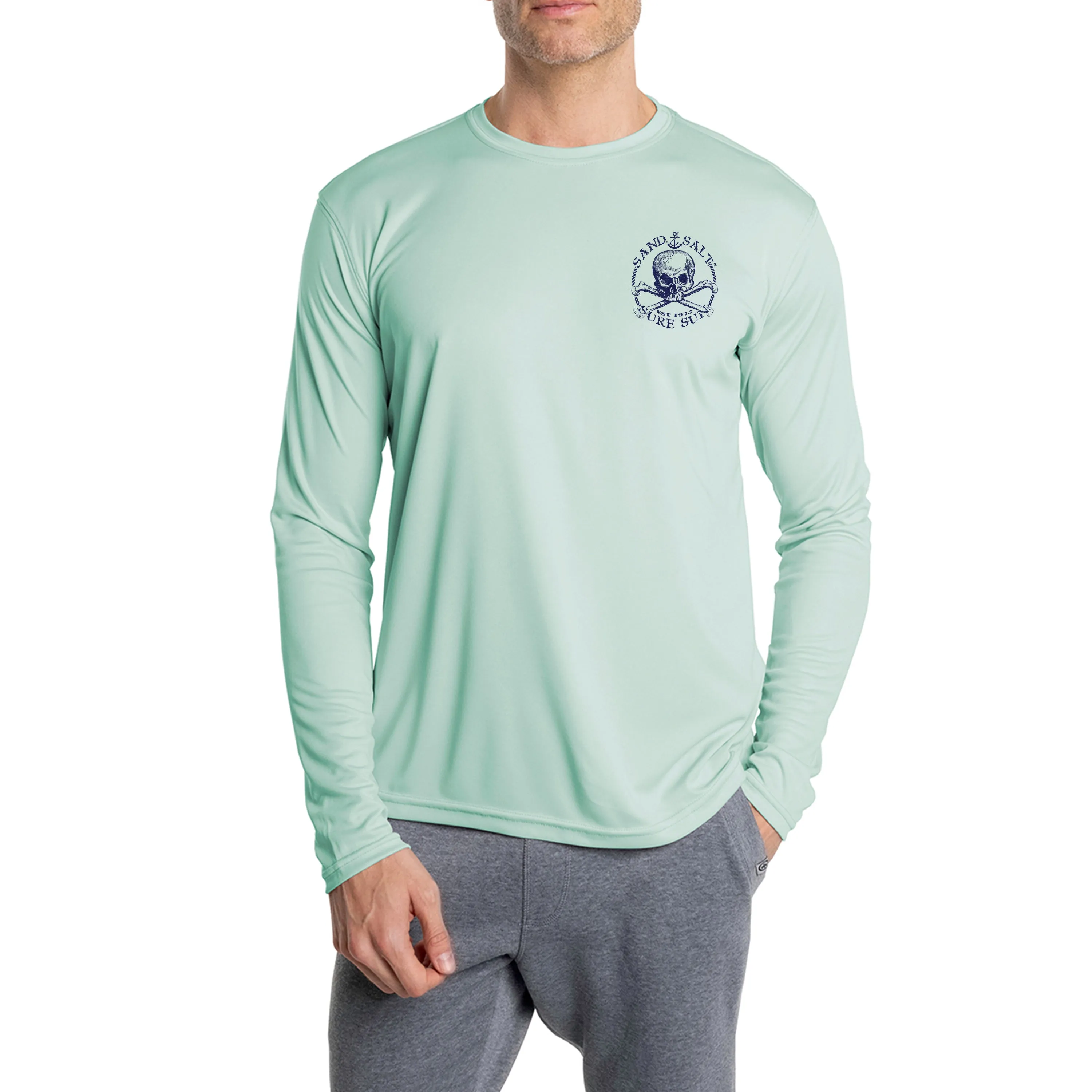 SAND.SALT.SURF.SUN. Flag Turtle Men's UPF 50  UV Sun Protection Performance Long Sleeve T-Shirt