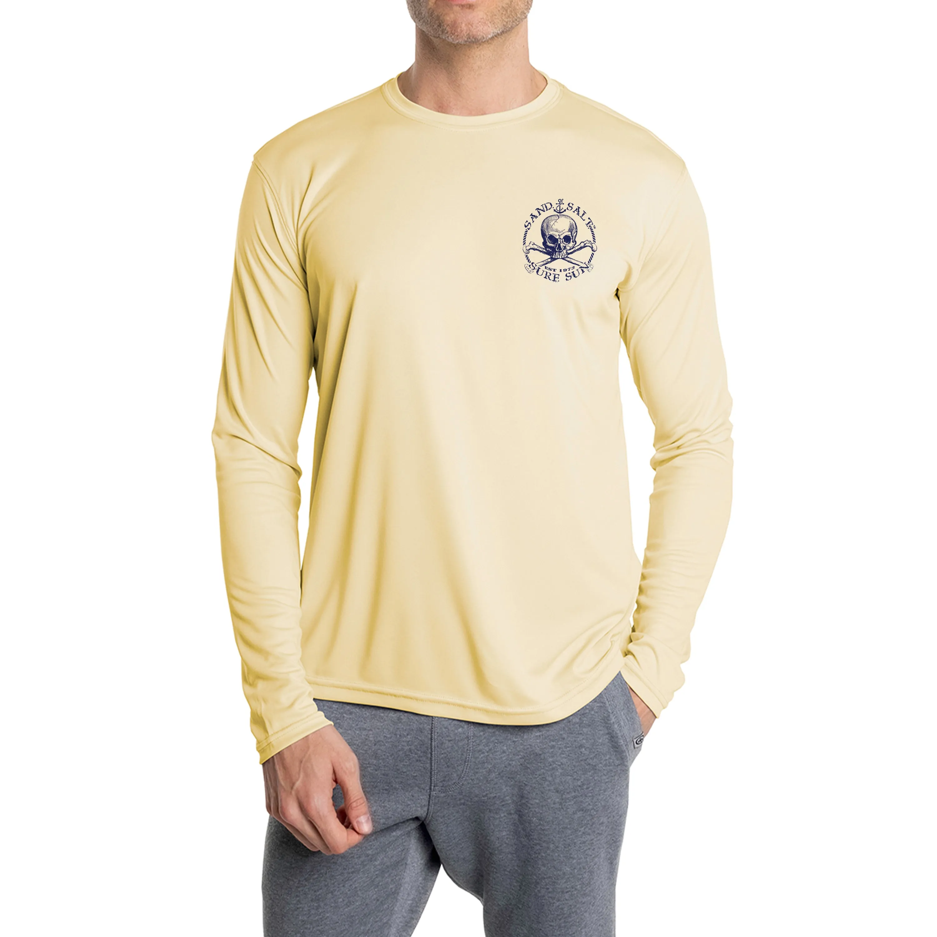 SAND.SALT.SURF.SUN. Flag Turtle Men's UPF 50  UV Sun Protection Performance Long Sleeve T-Shirt