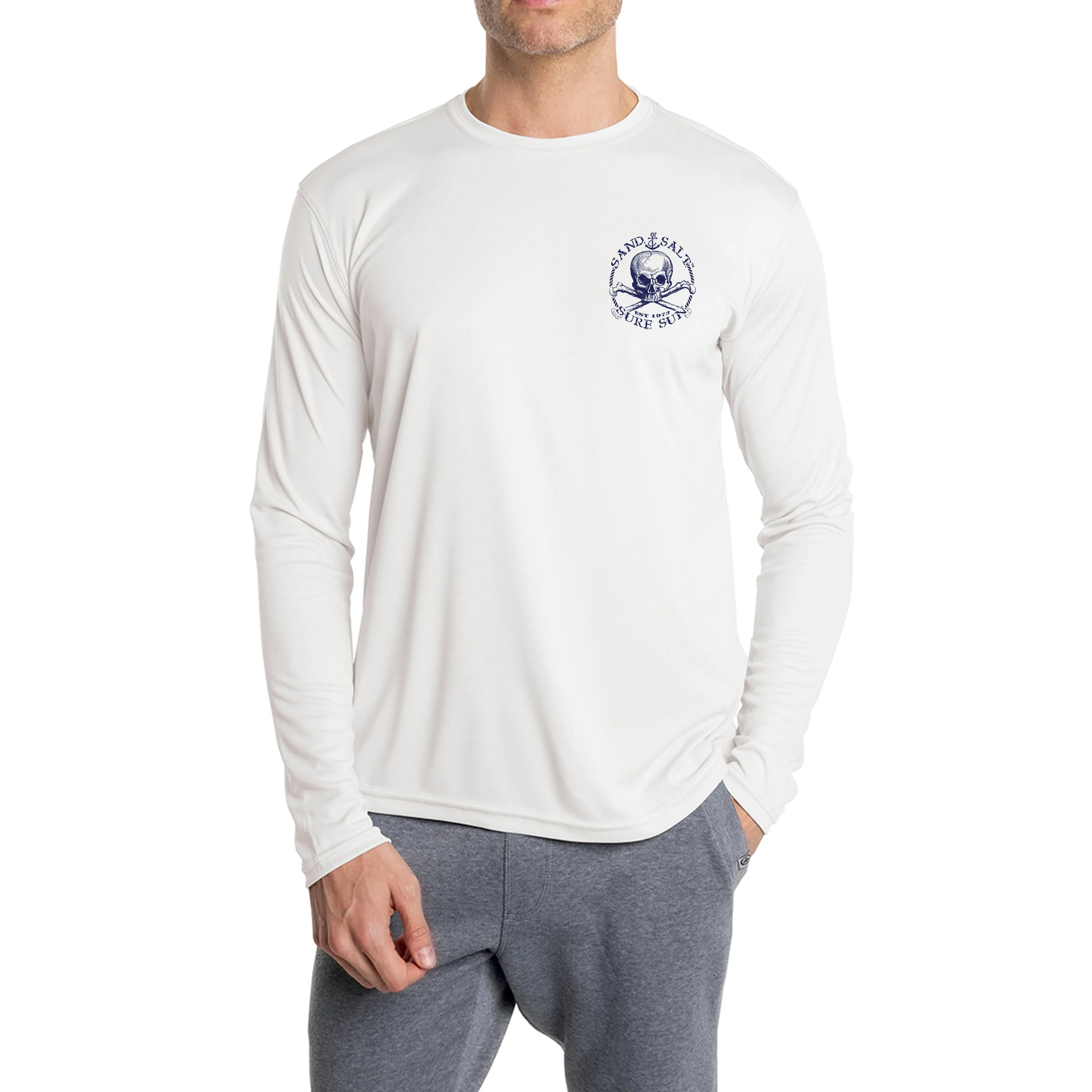 SAND.SALT.SURF.SUN. Flag Turtle Men's UPF 50  UV Sun Protection Performance Long Sleeve T-Shirt