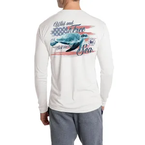 SAND.SALT.SURF.SUN. Flag Turtle Men's UPF 50  UV Sun Protection Performance Long Sleeve T-Shirt