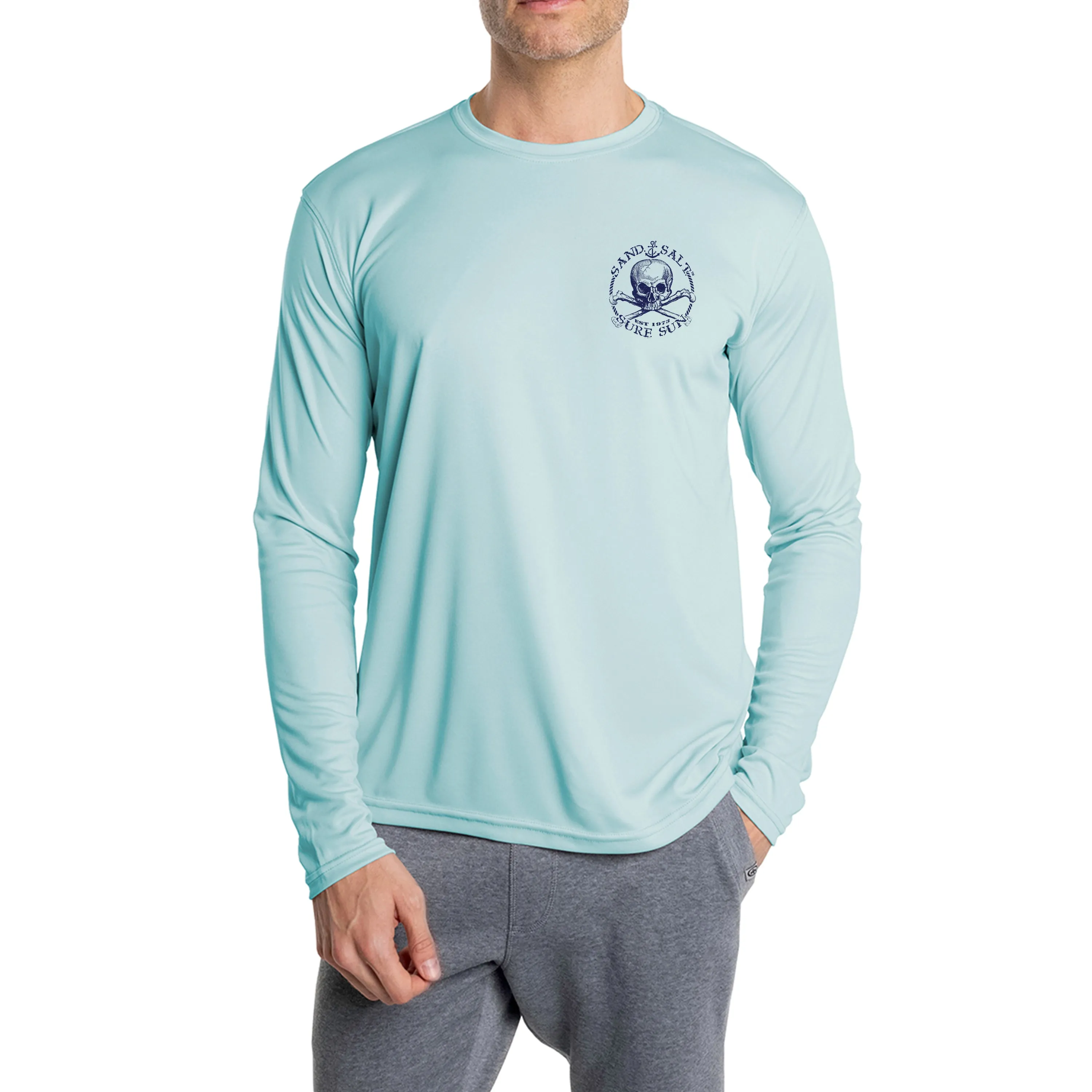SAND.SALT.SURF.SUN. Flag Turtle Men's UPF 50  UV Sun Protection Performance Long Sleeve T-Shirt