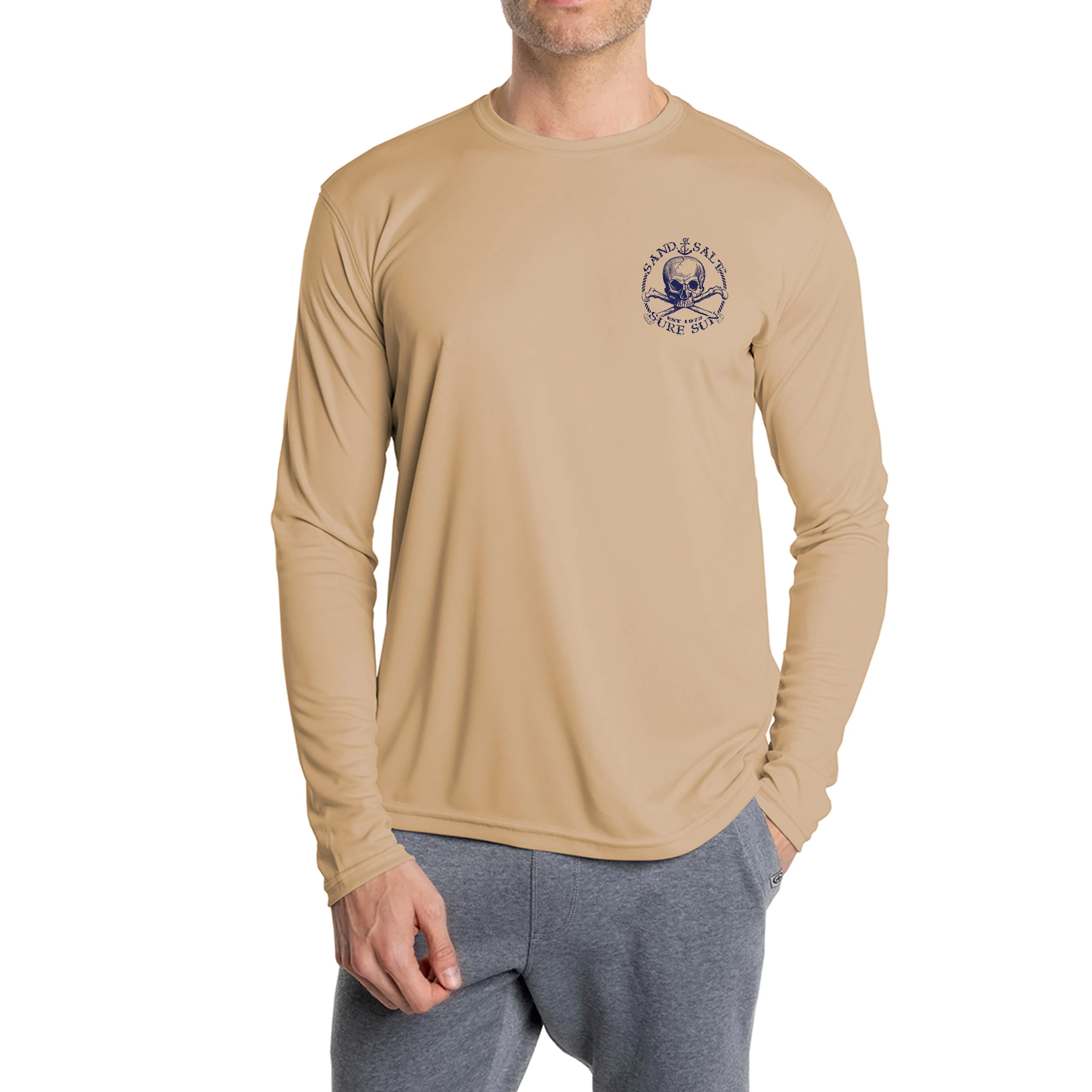 SAND.SALT.SURF.SUN. Flag Turtle Men's UPF 50  UV Sun Protection Performance Long Sleeve T-Shirt