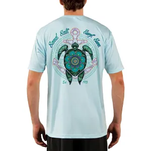 SAND.SALT.SURF.SUN. Mandala Turtle Men's UPF 50  UV Sun Protection Performance Short Sleeve T-Shirt