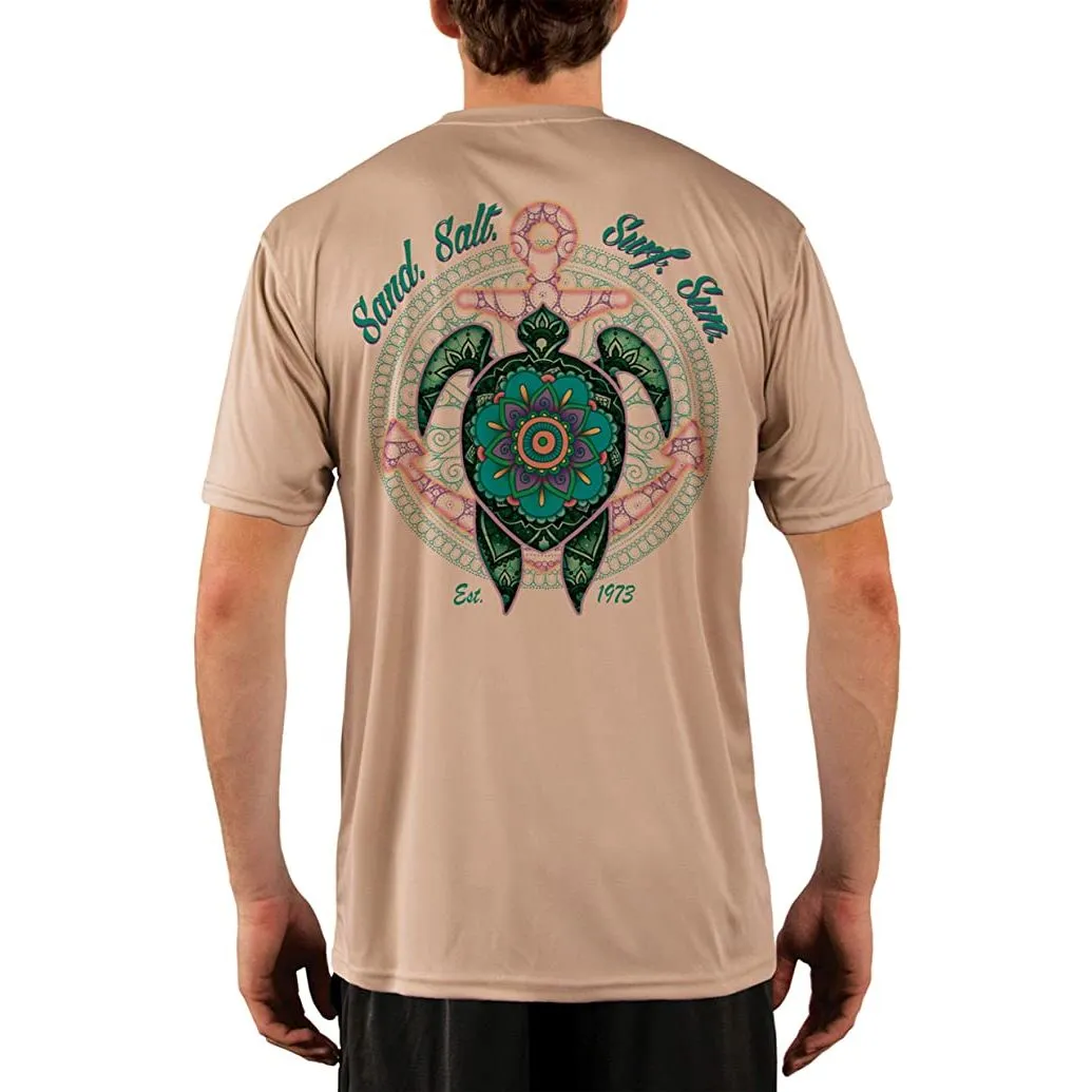 SAND.SALT.SURF.SUN. Mandala Turtle Men's UPF 50  UV Sun Protection Performance Short Sleeve T-Shirt