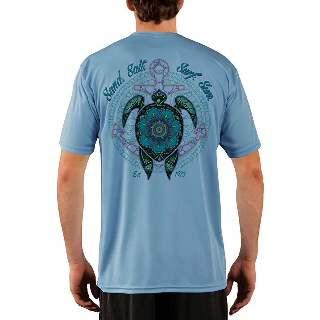 SAND.SALT.SURF.SUN. Mandala Turtle Men's UPF 50  UV Sun Protection Performance Short Sleeve T-Shirt