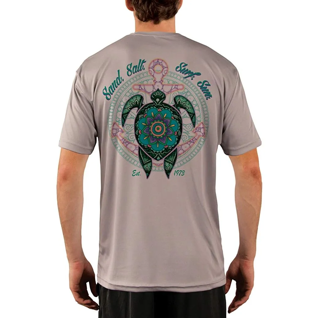 SAND.SALT.SURF.SUN. Mandala Turtle Men's UPF 50  UV Sun Protection Performance Short Sleeve T-Shirt