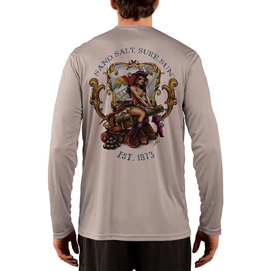 SAND.SALT.SURF.SUN. Pirate Girl Cannon Men's UPF 50  UV Sun Protection Performance Long Sleeve T-Shirt