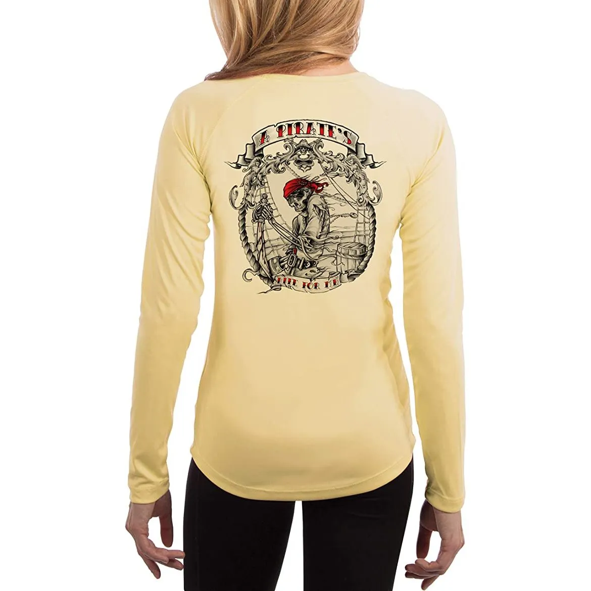 SAND.SALT.SURF.SUN. Pirate Life Women's UPF 50  UV Sun Protection Performance Long Sleeve T-Shirt