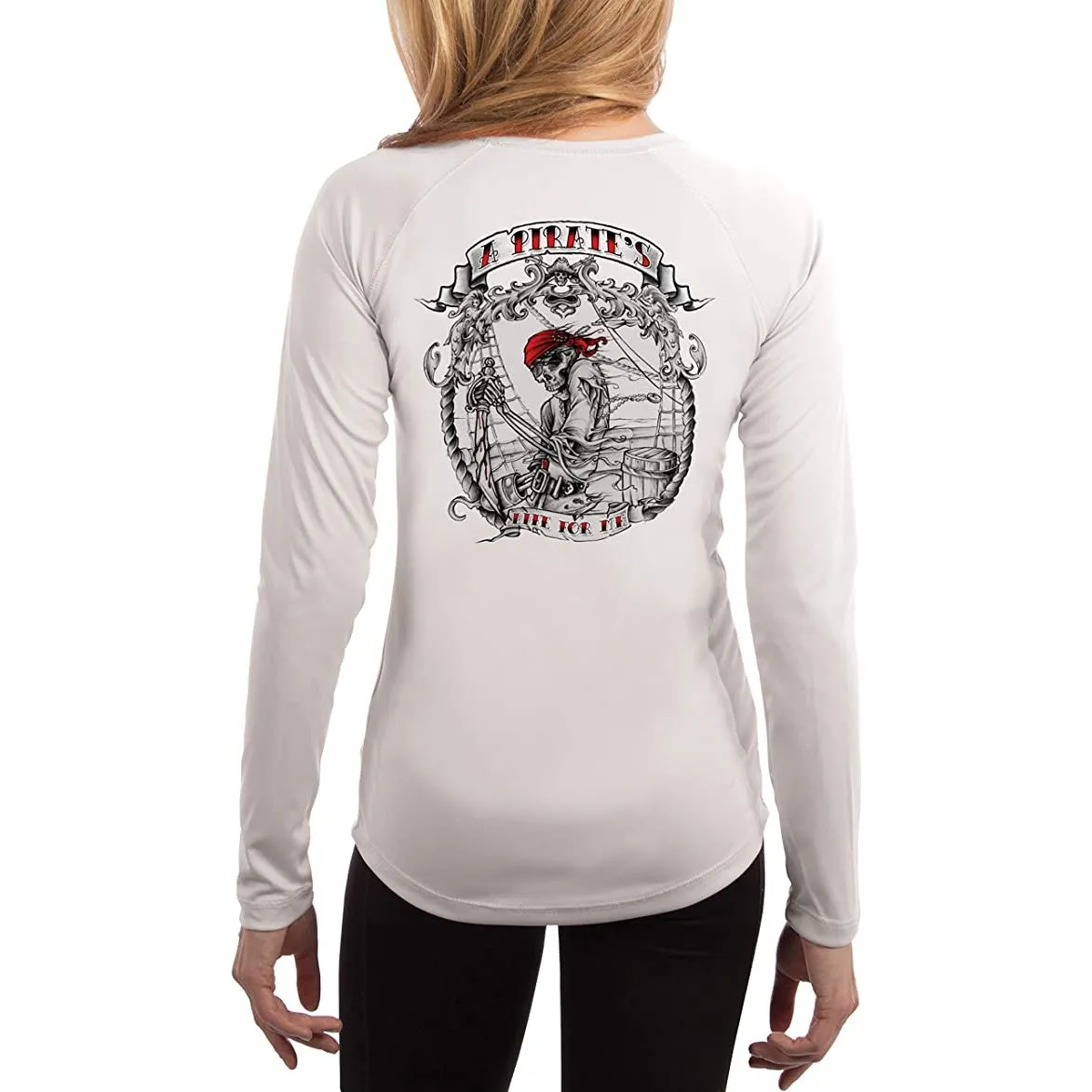 SAND.SALT.SURF.SUN. Pirate Life Women's UPF 50  UV Sun Protection Performance Long Sleeve T-Shirt