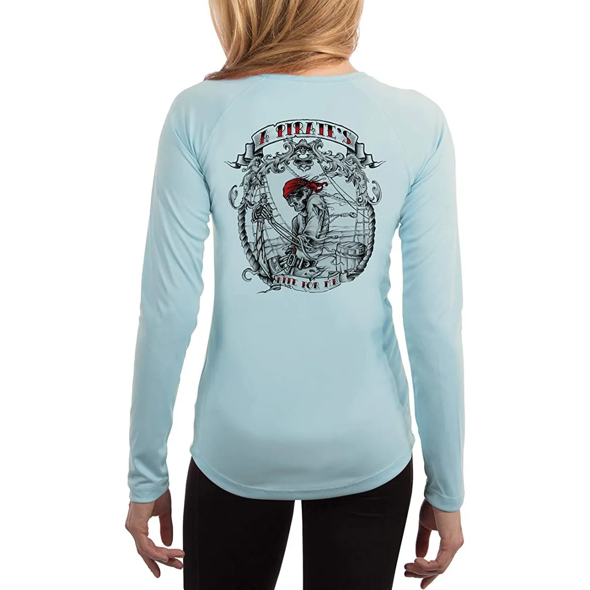 SAND.SALT.SURF.SUN. Pirate Life Women's UPF 50  UV Sun Protection Performance Long Sleeve T-Shirt