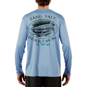 SAND.SALT.SURF.SUN. Shark Men's UPF 50  UV Sun Protection Performance Long Sleeve T-Shirt