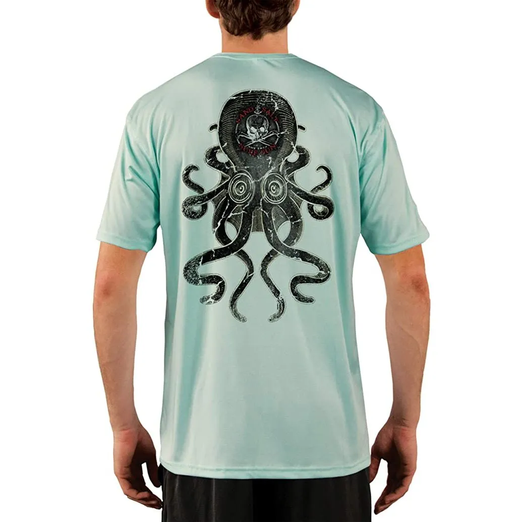 SAND.SALT.SURF.SUN. Vintage Kraken Men's UPF 50  UV Sun Protection Performance Short Sleeve T-Shirt