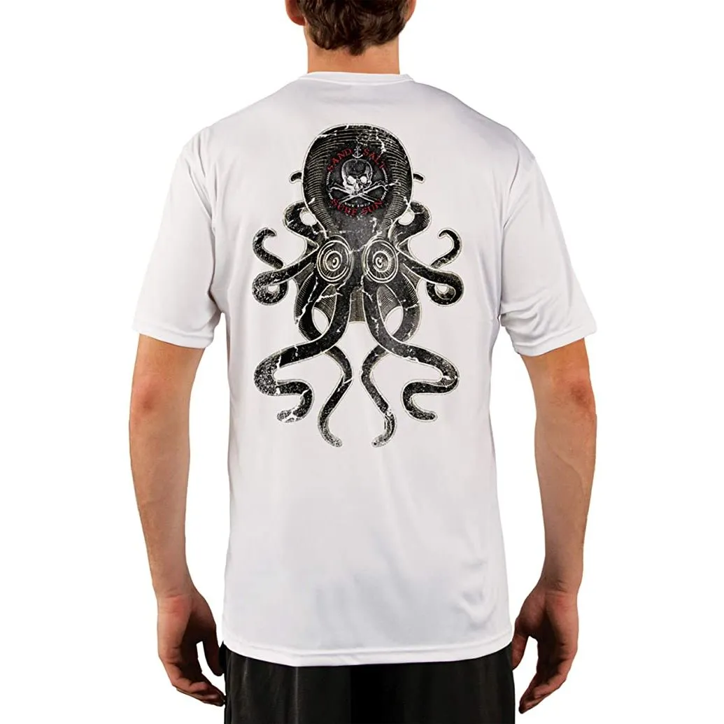 SAND.SALT.SURF.SUN. Vintage Kraken Men's UPF 50  UV Sun Protection Performance Short Sleeve T-Shirt