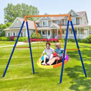 Saucer Swing with Stand for Kids Outdoor Set Heavy-Duty 40 in Blue