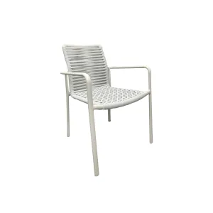 Sicily Outdoor Dining Chair With Sling Rope - White