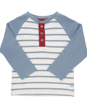 Slate & Ivory Stripe Raglan Henley
