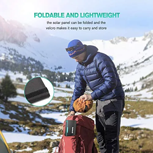 Solar Charger, Nekteck 28W Foldable Portable Solar Charger, Waterproof Camping Gear Sunpowered Charger with 2 USB Port for iPhone 12/11/Xs, iPad, MacBook, Samsung Galaxy, Tablet and Any USB Devices