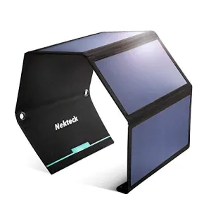 Solar Charger, Nekteck 28W Foldable Portable Solar Charger, Waterproof Camping Gear Sunpowered Charger with 2 USB Port for iPhone 12/11/Xs, iPad, MacBook, Samsung Galaxy, Tablet and Any USB Devices