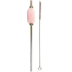 Stainless Steel Straw- Rose Quartz