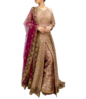 Stunning Plum and Rose Gold Bridal Lehenga