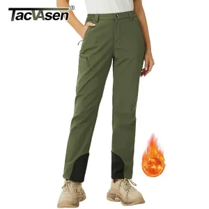 TACVASEN Winter Softshell Pants Women Fleece Lined Waterproof Moutain Pants Snow Ski Hiking Trekking Zipper Pockets Trousers