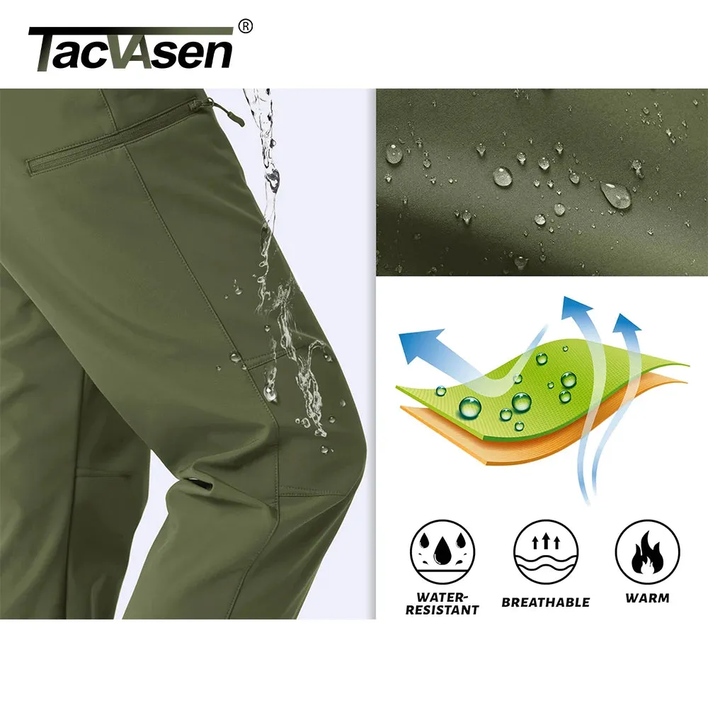 TACVASEN Winter Softshell Pants Women Fleece Lined Waterproof Moutain Pants Snow Ski Hiking Trekking Zipper Pockets Trousers