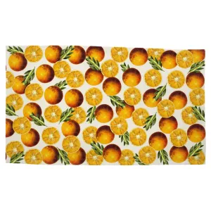 Tea Towel With Oranges on cotton fabric. Table Cloth For Dining Decor. Perfect Dining Farmhouse Decor, Shabby Chic, Country Chic Style