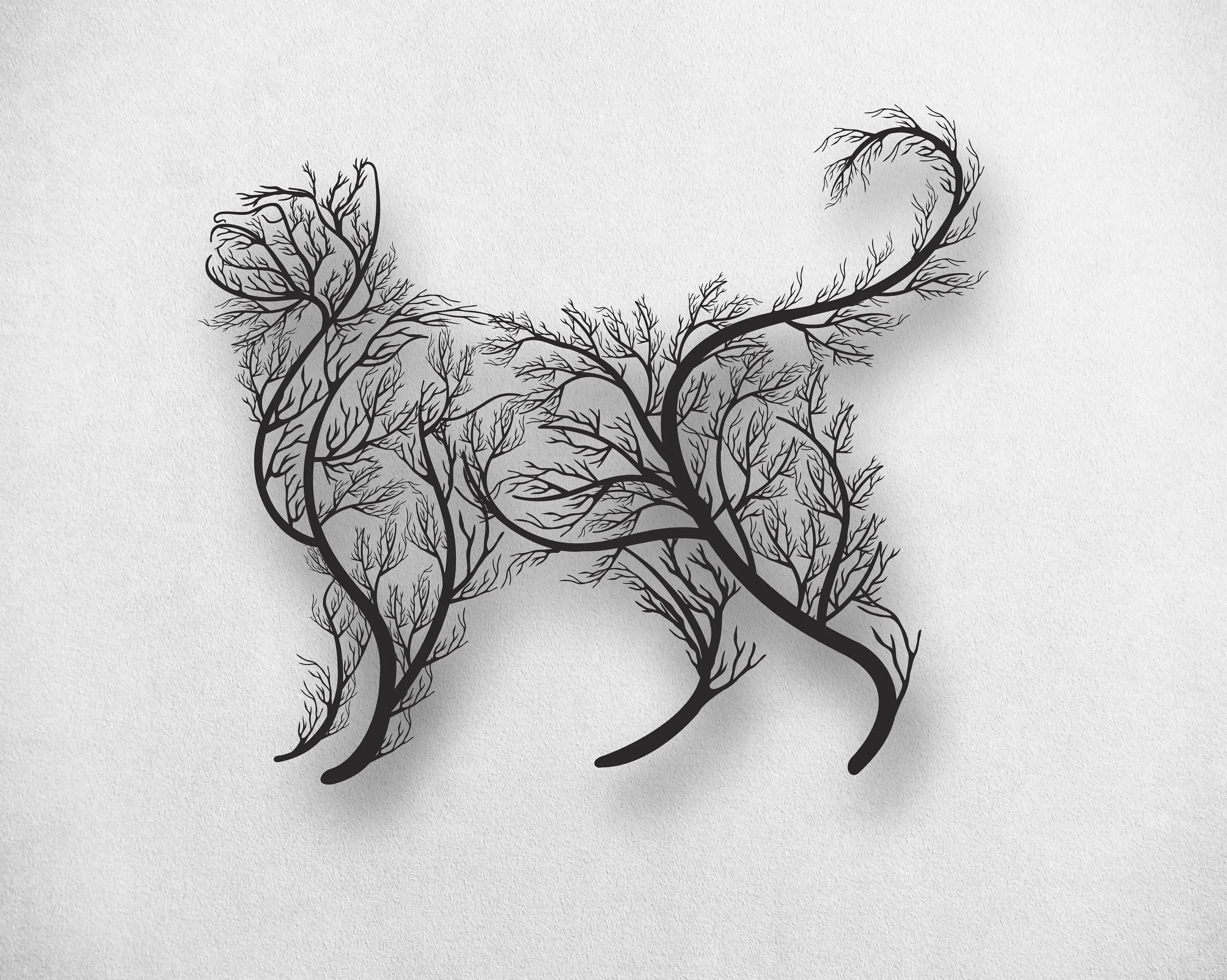 Tree Cat Metal Wall Decor