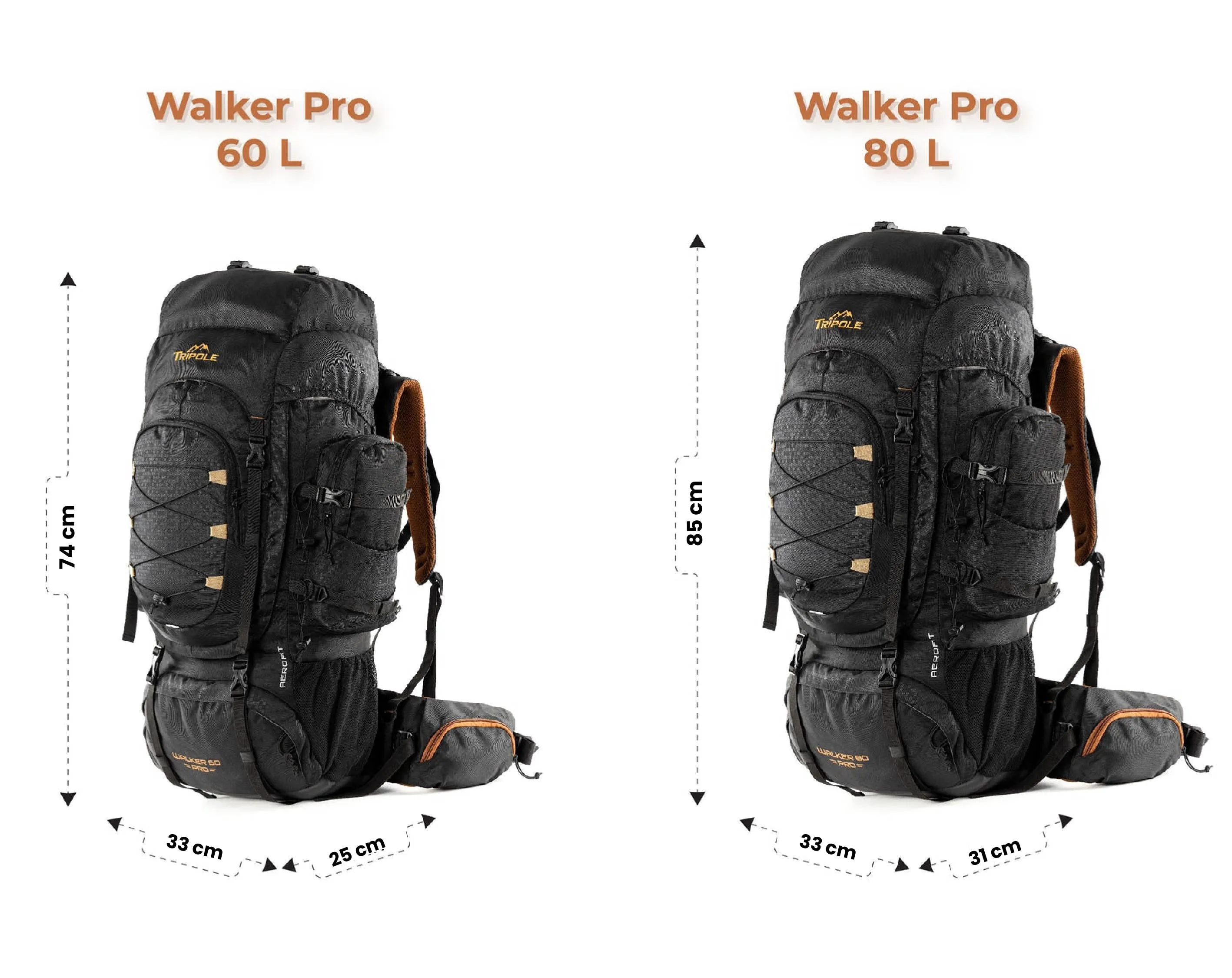 Tripole Walker Pro Metal Frame Rucksack with Rain Cover for Trekking & Travel | Front Opening | Laptop Sleeve | Men & Women | 5 Year Warranty | 60 Litre | Olive Green
