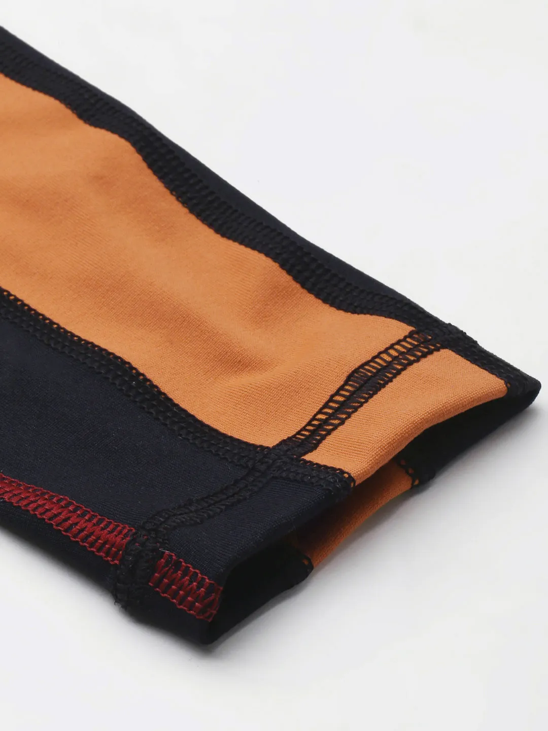 Women's Maroon & Rust Orange Colourblocked Cross Workout Quick Dry Tights