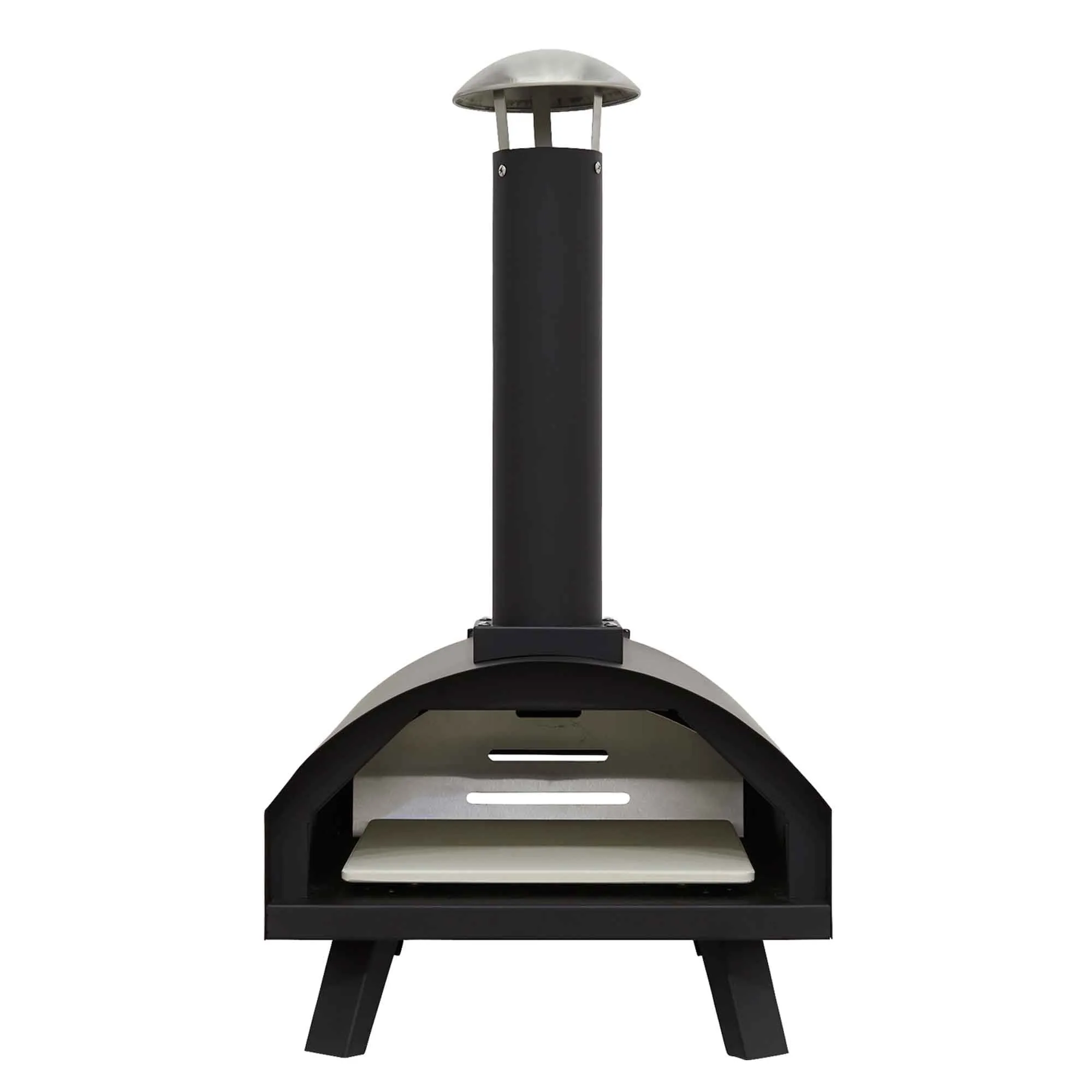 Wood-Fired 14" Pizza Oven and Smoking Oven - Portable, Black/Stainless Steel - DG10