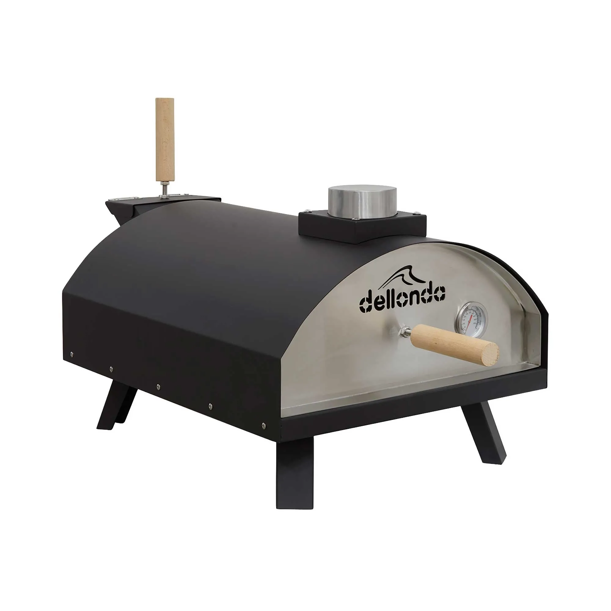 Wood-Fired 14" Pizza Oven and Smoking Oven - Portable, Black/Stainless Steel - DG10