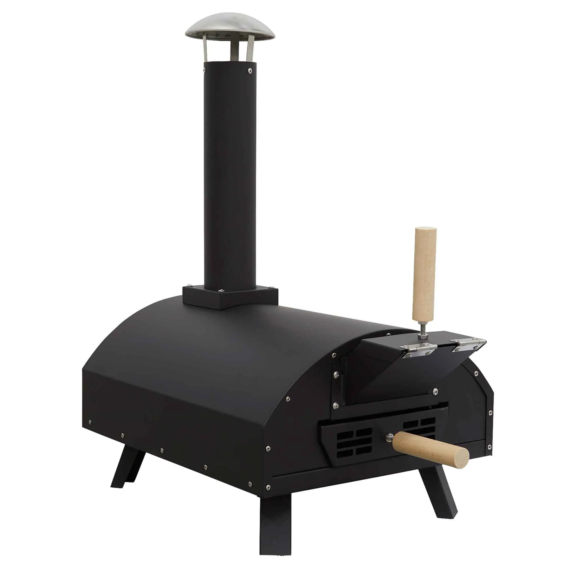Wood-Fired 14" Pizza Oven and Smoking Oven - Portable, Black/Stainless Steel - DG10