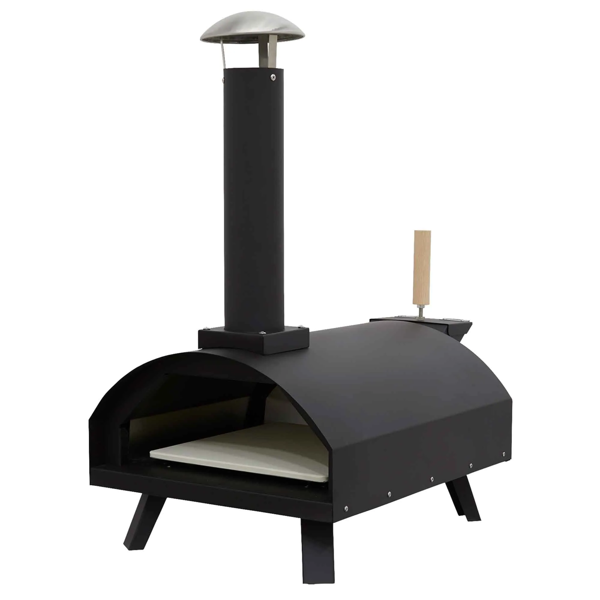 Wood-Fired 14" Pizza Oven and Smoking Oven - Portable, Black/Stainless Steel - DG10