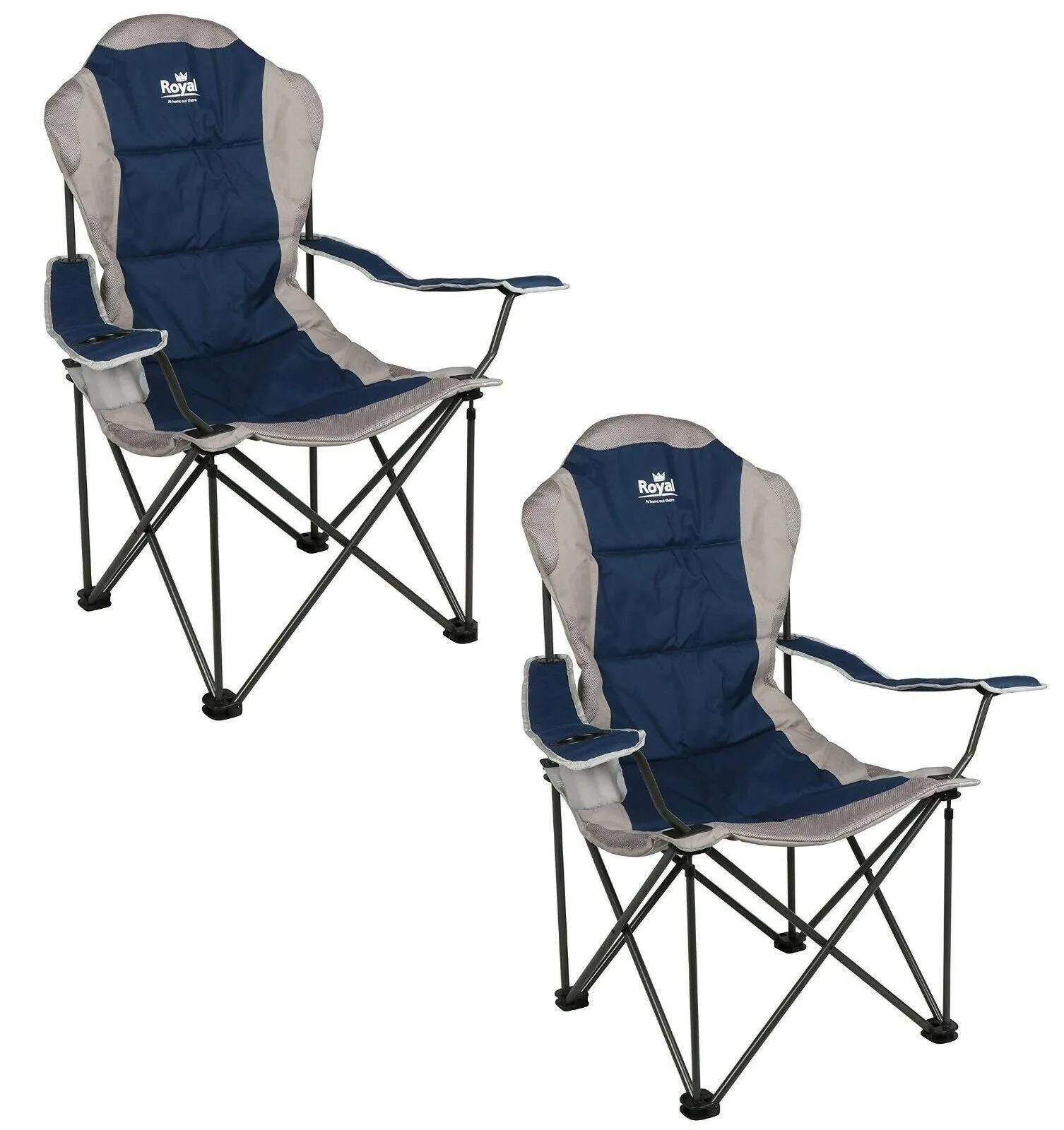 X2 President Folding Lightweight Camping Chair Blue Silver Camping Outdoor