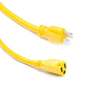 Yellow 14 Gauge 3 Wire Male/Female Cord - 50'