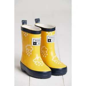 Yellow Raindrop Colour Changing Wellies | Grass and Air