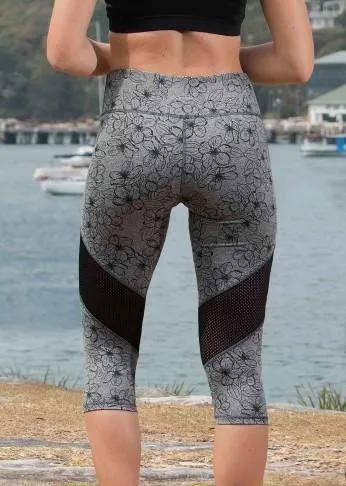 Yoga Pants Crop Leggings - Floral Print